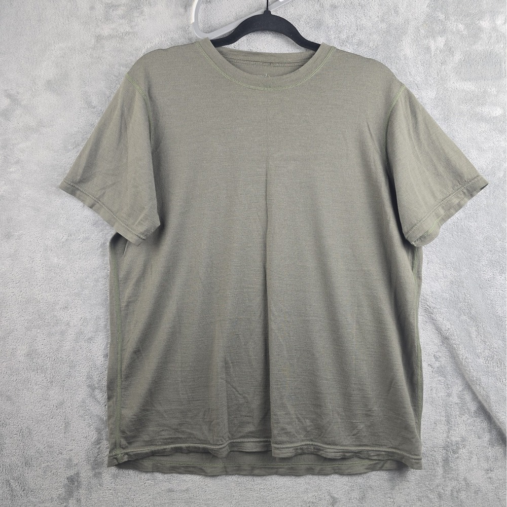 Woolx Liza Crew Neck Merino Wool T-Shirt Women's Large Brown Short Sleeve Top